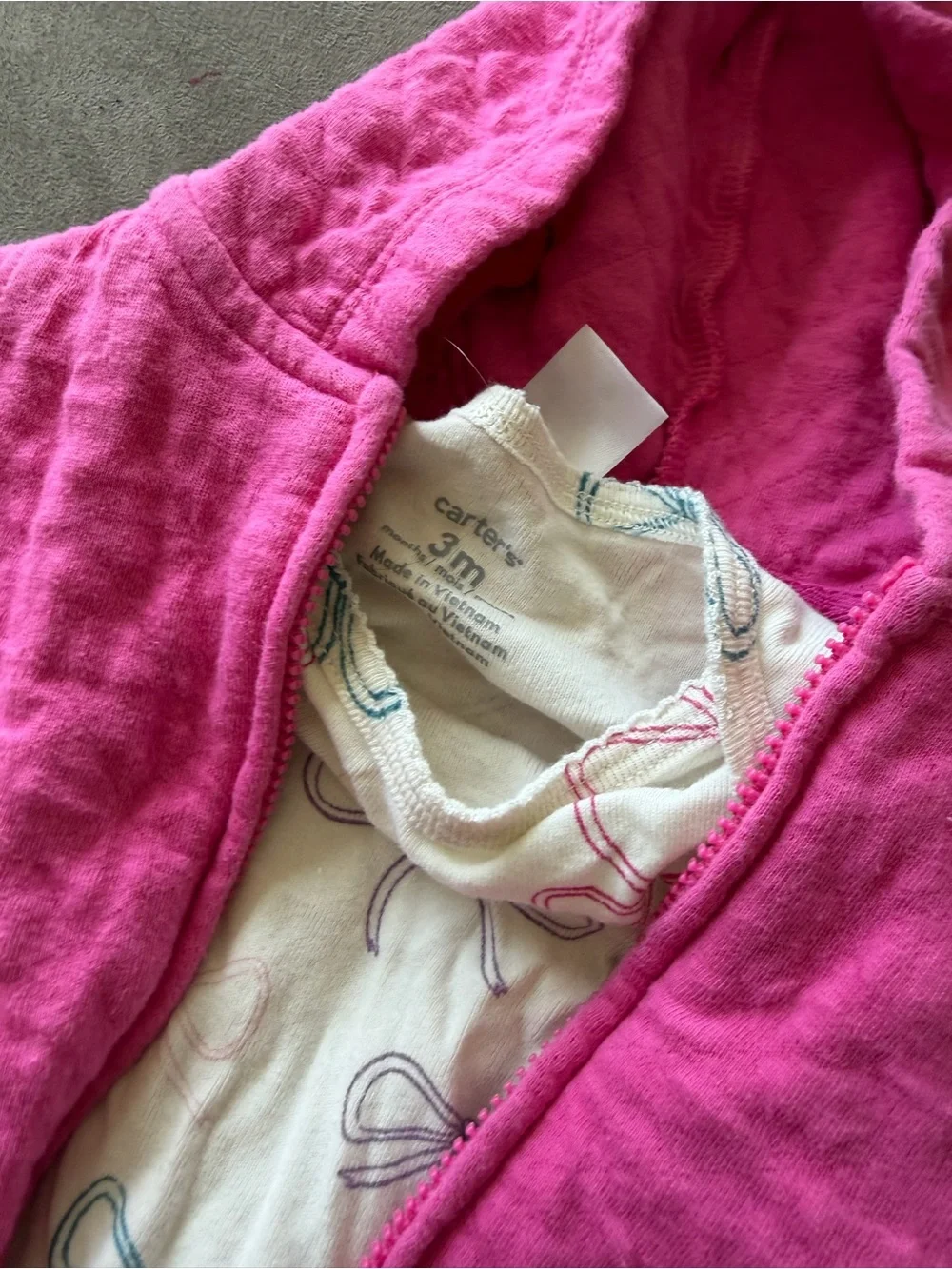 Carters Hot Pink Hooded Vest and Pants Set with Bow Print Top